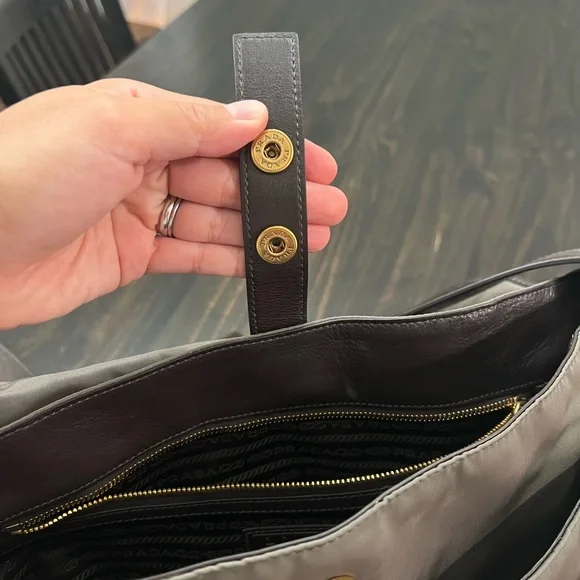 Prada Gray Laptop Bag with Black Accents